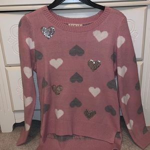 pink republic heart sweater